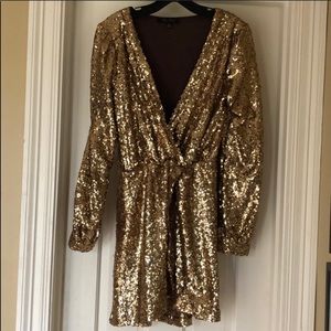 gold sequined romper